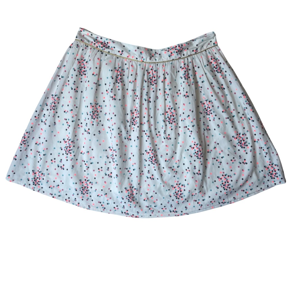 Galeries Lafayette Paris Polka Dot Mini Skirt White Multi Color Size 40 A-Line